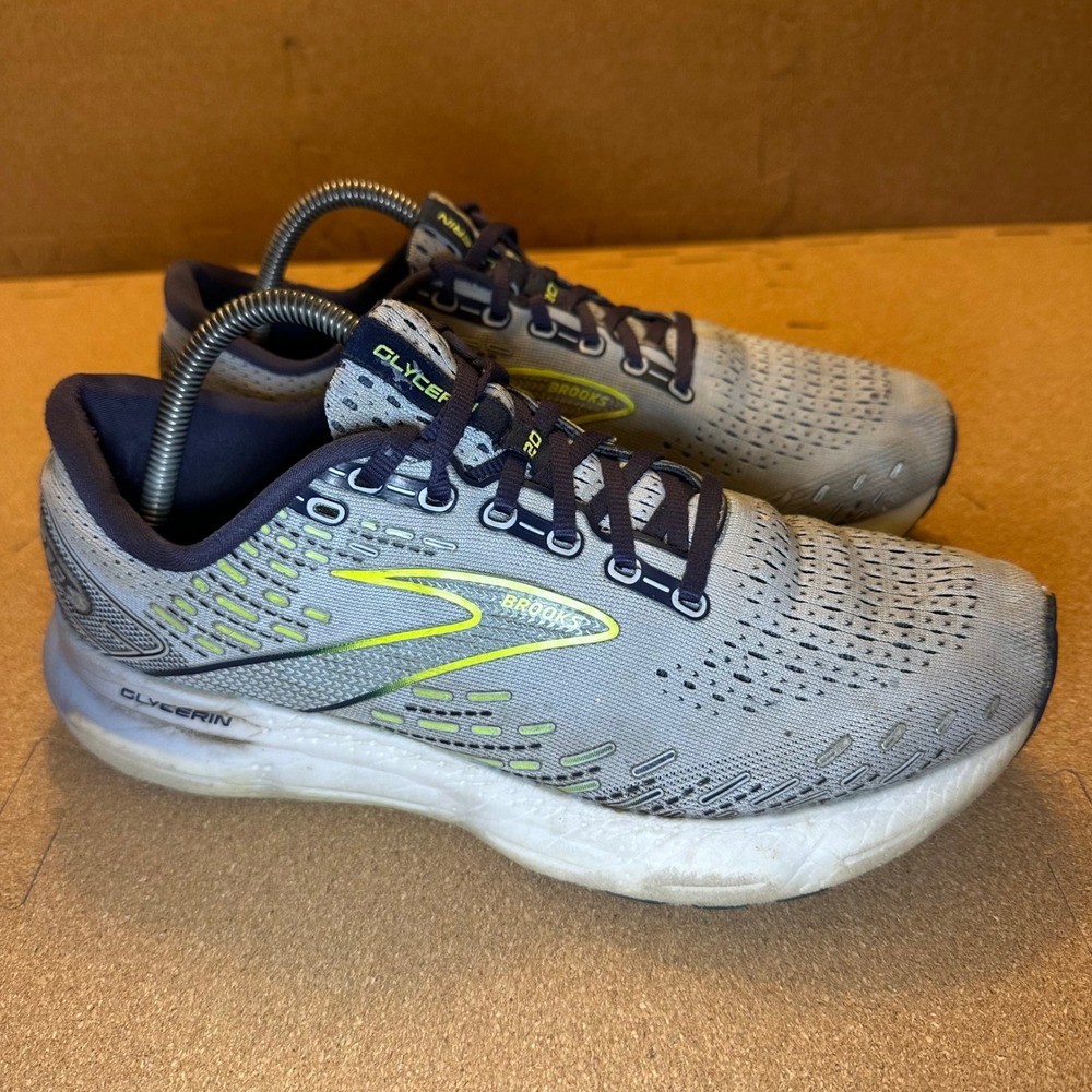 Brooks Glycerin 20 Womens Size 11 Running Shoes Grey Navy Lime 1203691B416